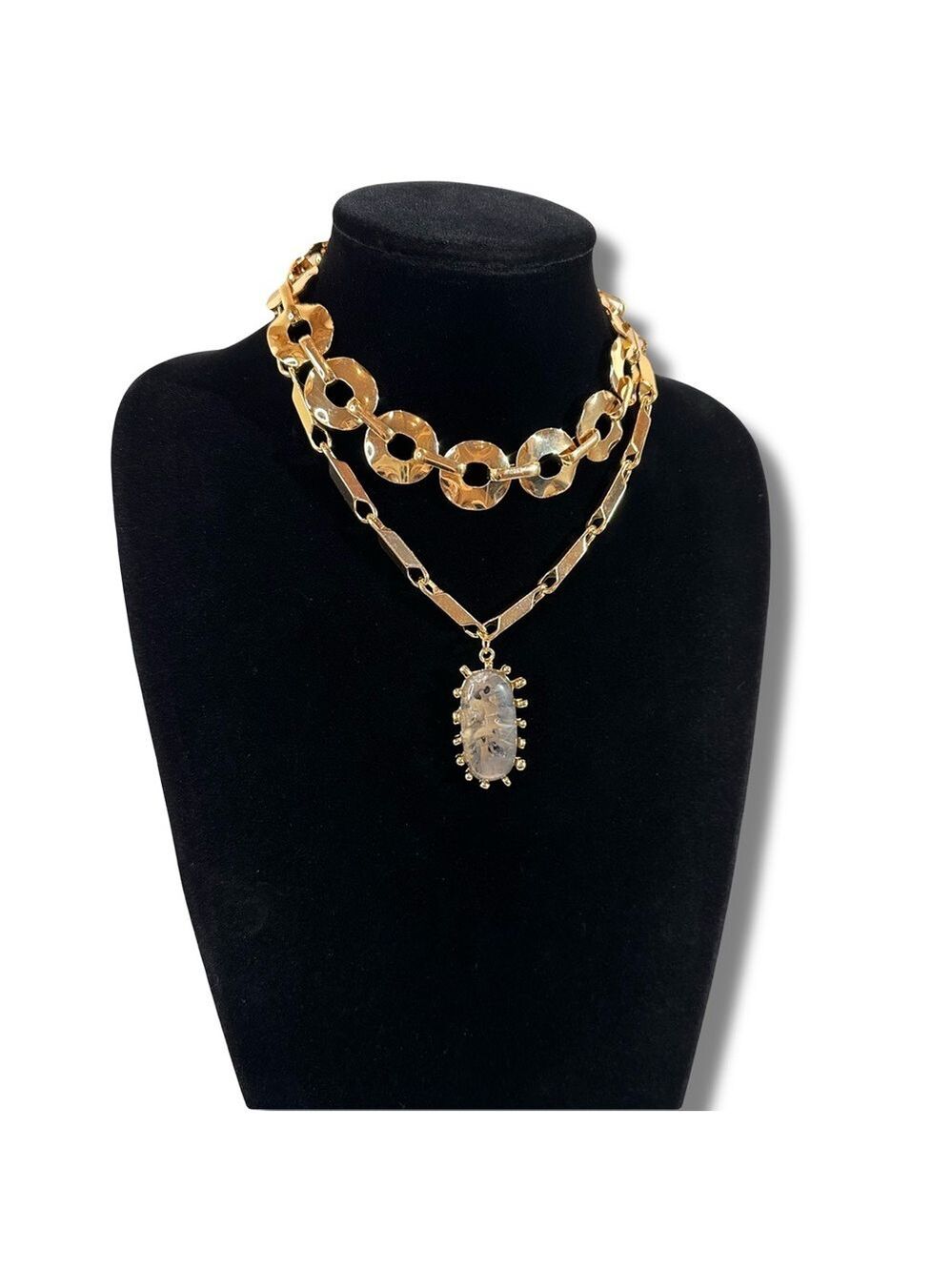 Boho Glam Hammered Gold Disc Convertible Necklace Set | NWT